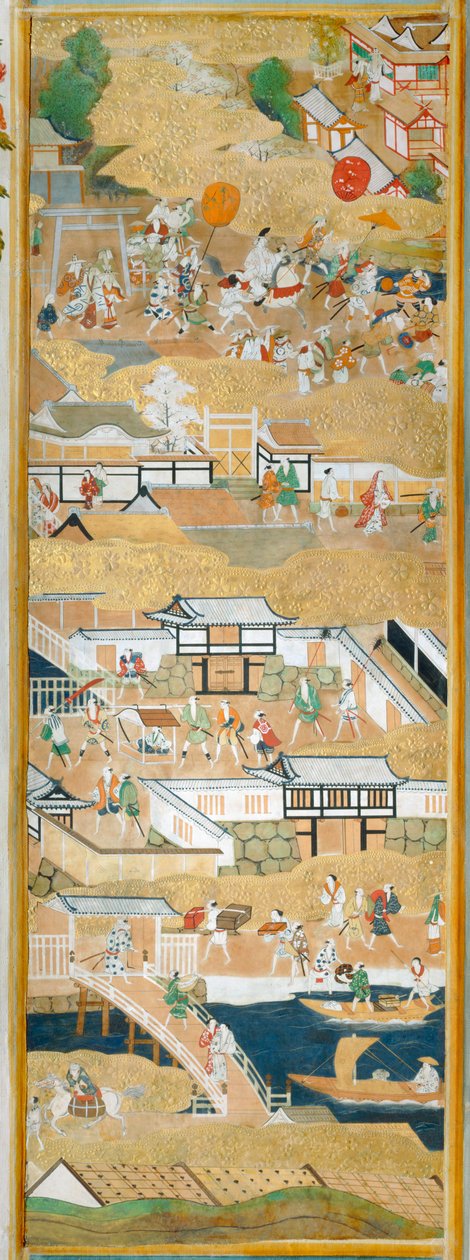 Osakazu Byobu - Japanese eight-panel folding screen by Japanese School