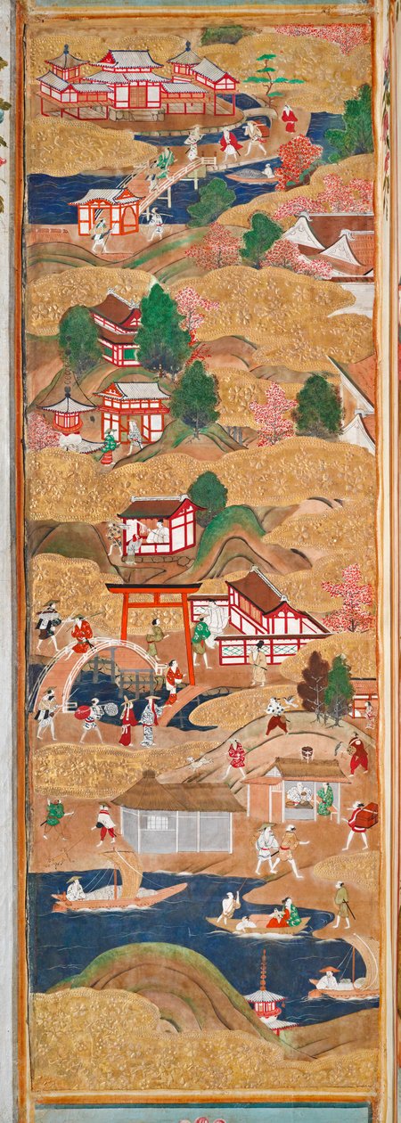 Osakazu Byobu - Japanese eight-panel folding screen by Japanese School