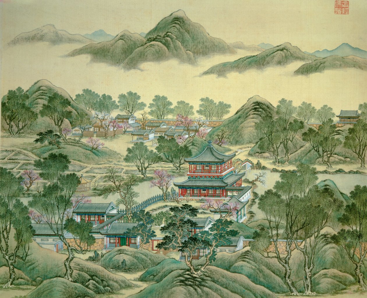 The Detail pavilion of a 19th century Japanese print by Japanese School