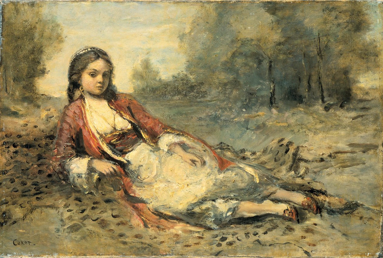Algerian Woman by Jean Baptiste Camille Corot