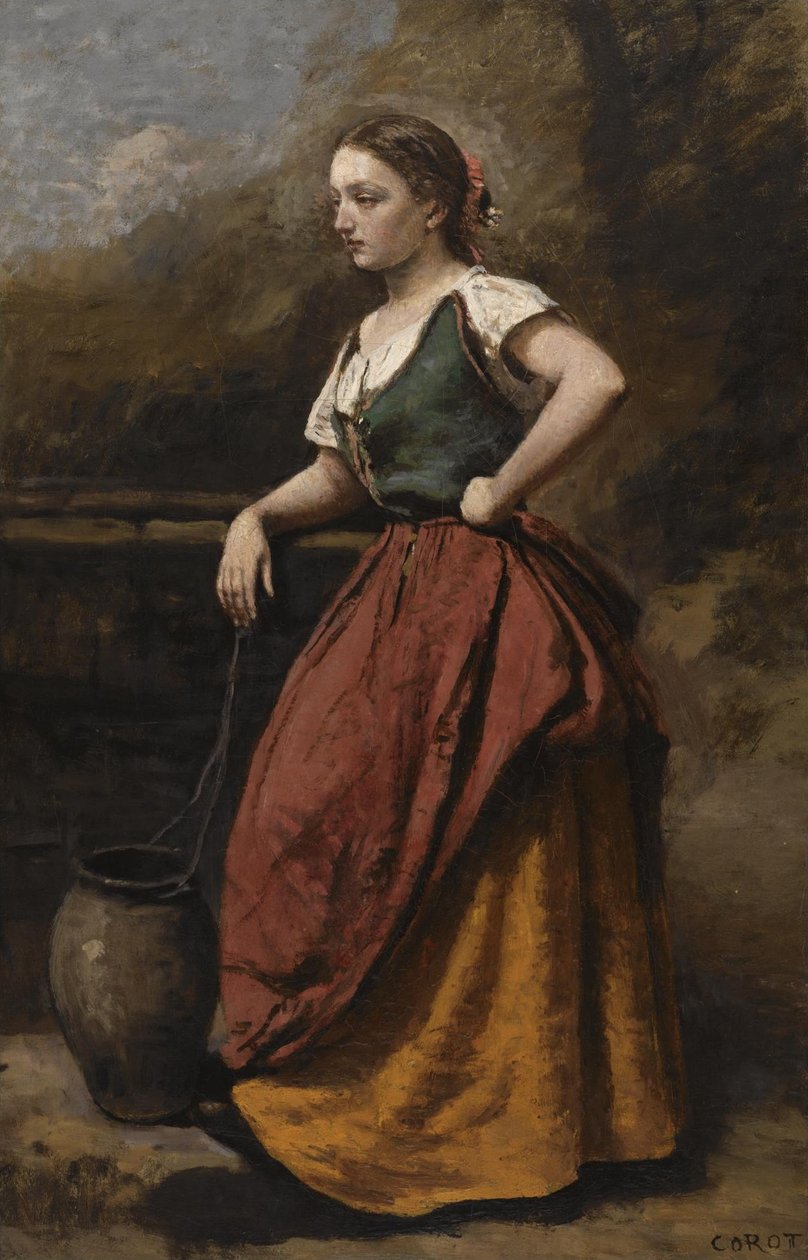 Young Woman at the Fountain by Jean-Baptiste-Camille Corot