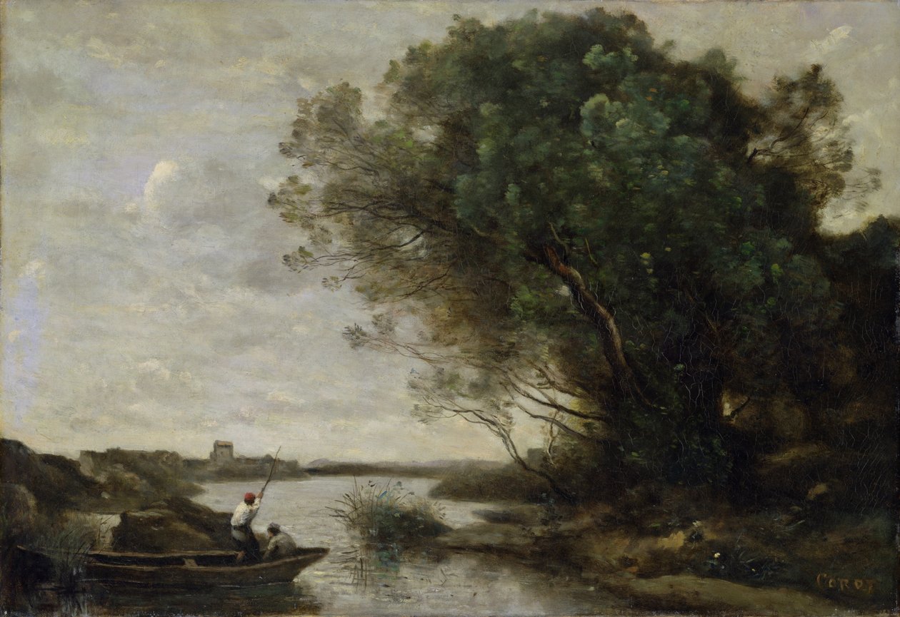 River Landscape by Jean-Baptiste-Camille Corot