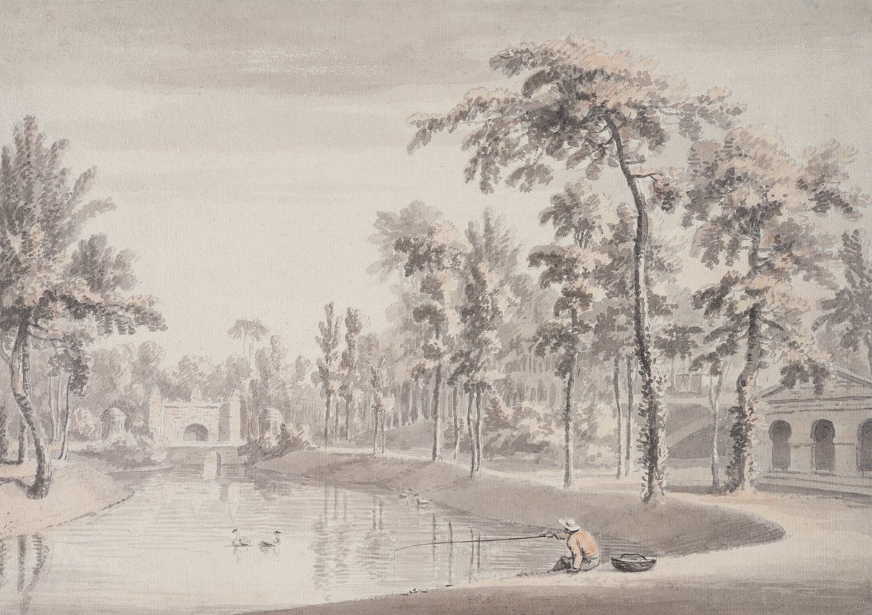The Grotto and the Temple of Contemplation, Stowe by Jean Baptiste Claude Chatelain
