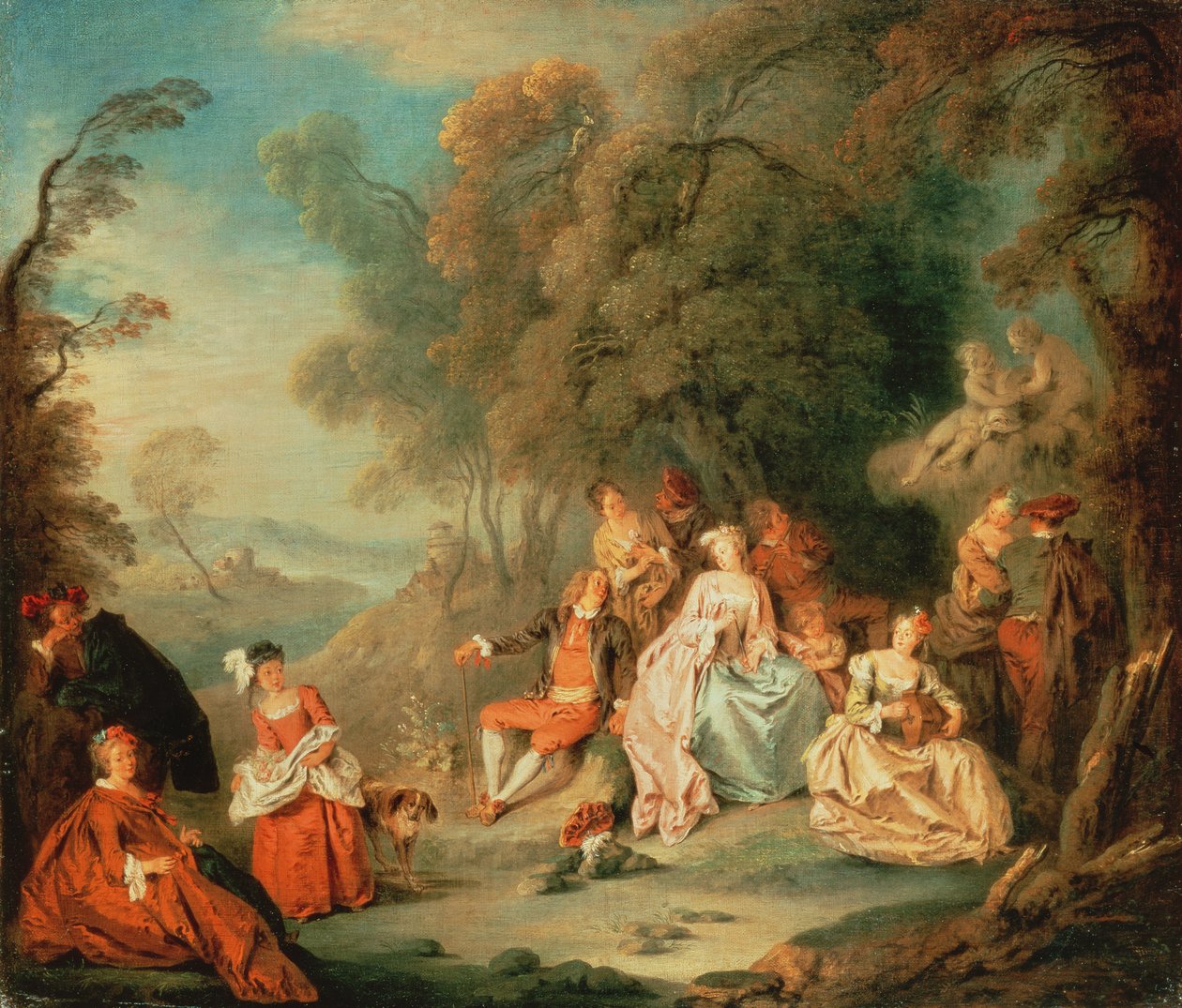 Elegant Company in a Park by Jean-Baptiste Joseph Pater