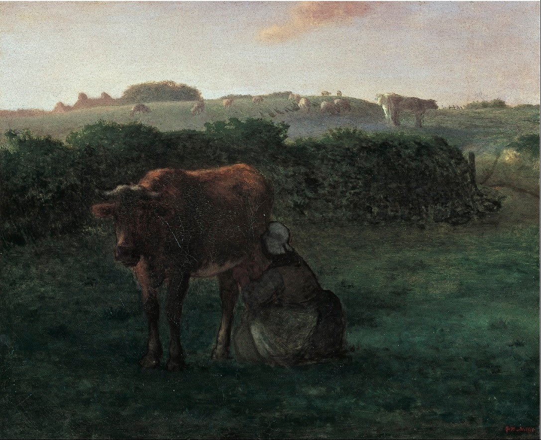 Woman Milking a Cow by Jean Francois Millet