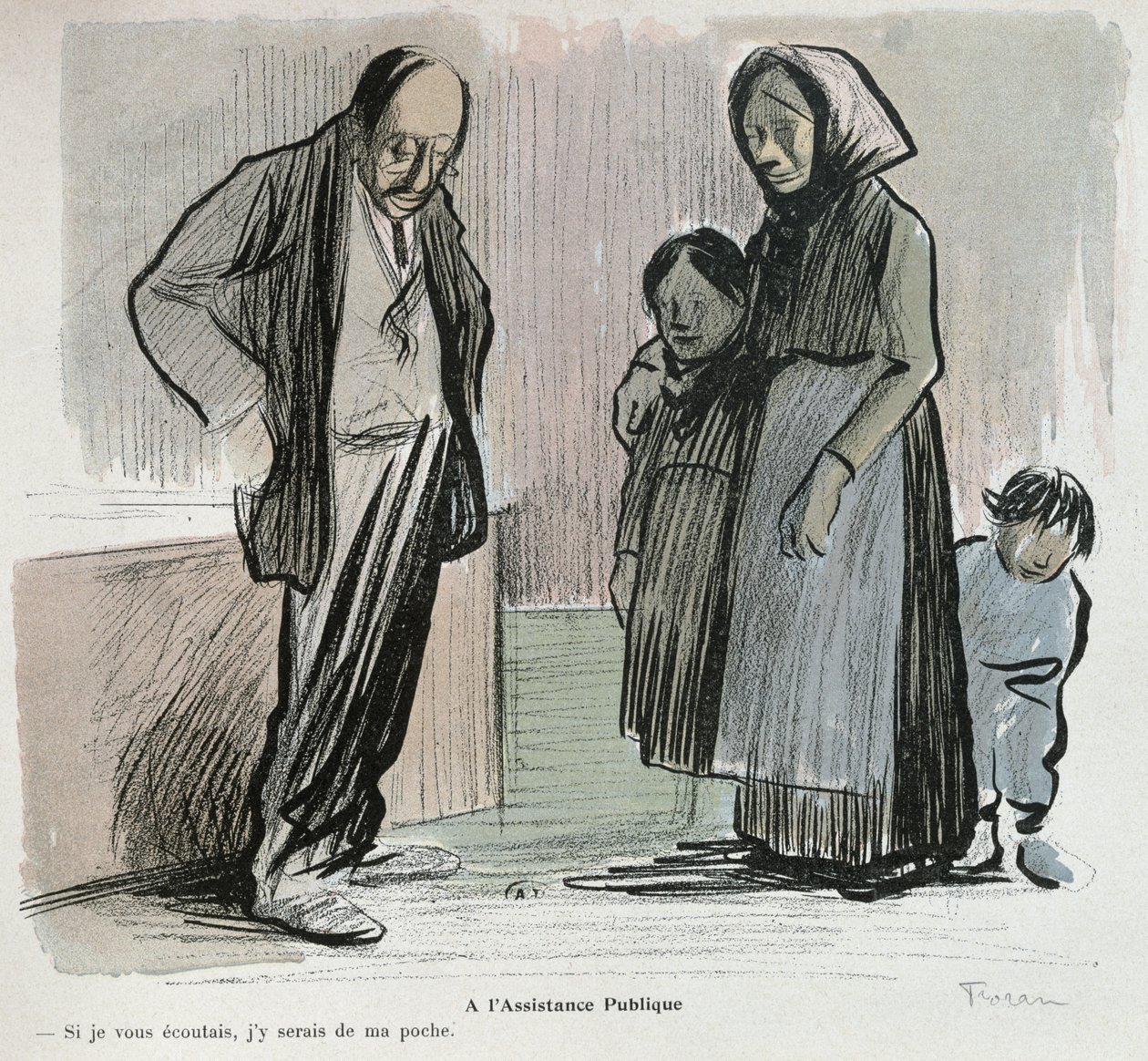 Cartoon critical of the Assistance Publique by Jean-Louis Forain