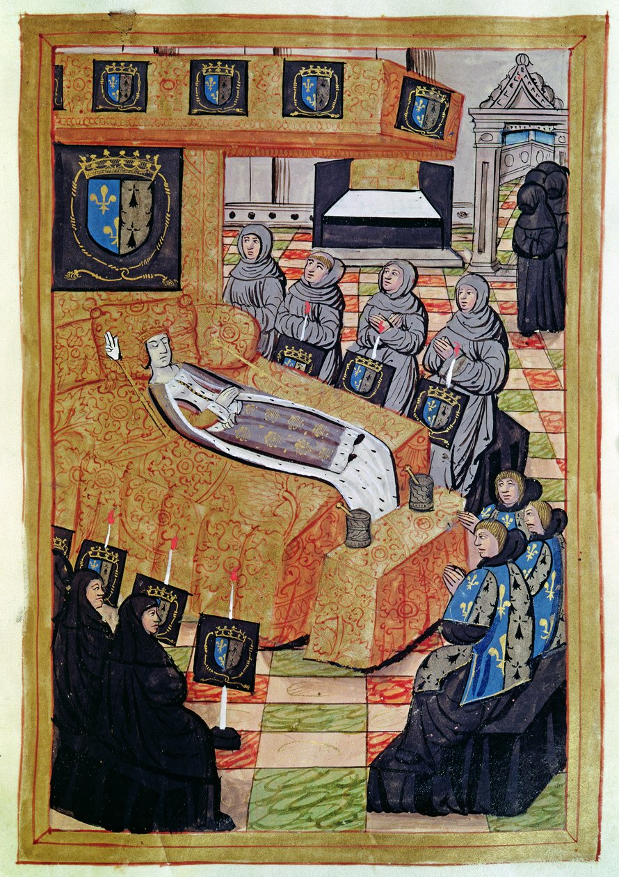 The Duchess Queen on her deathbed, from the Account of the Funeral of Anne of Brittany by Jean Perreal