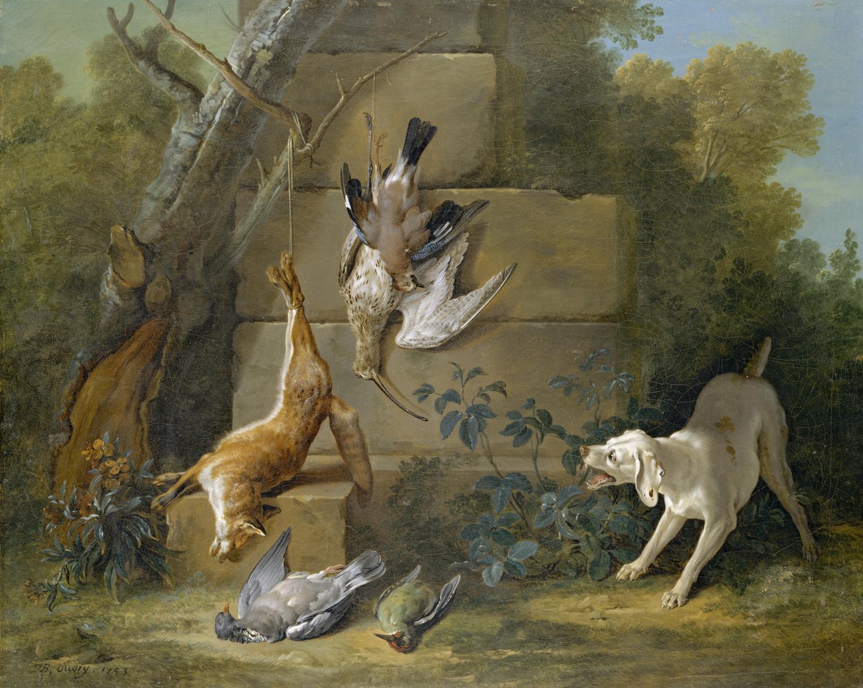Dog Guarding Dead Game by Jean-Baptiste Oudry