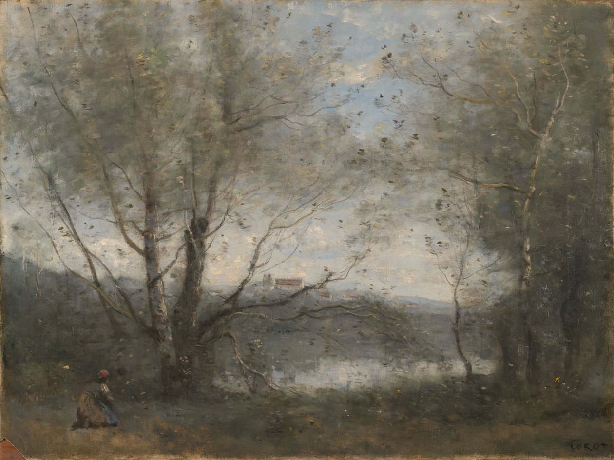 A Pond Seen through the Trees by Jean-Baptiste-Camille Corot