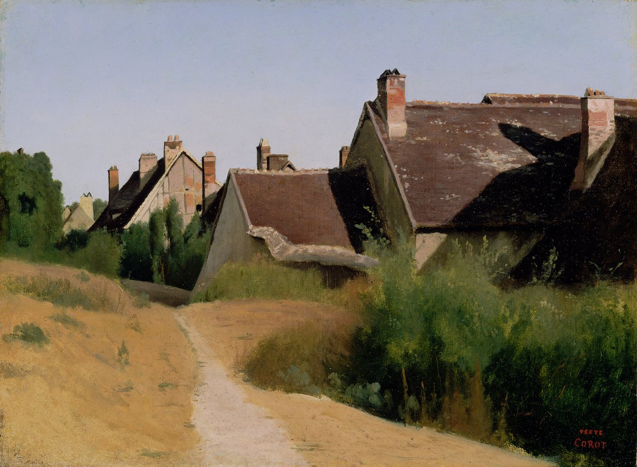 Houses near Orléans by Jean-Baptiste-Camille Corot
