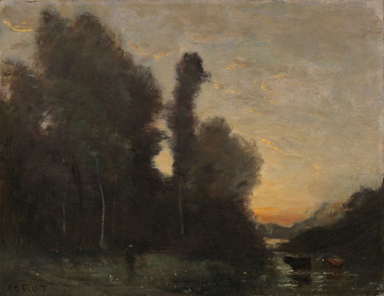 Landscape, Evening Mood by Jean-Baptiste-Camille Corot