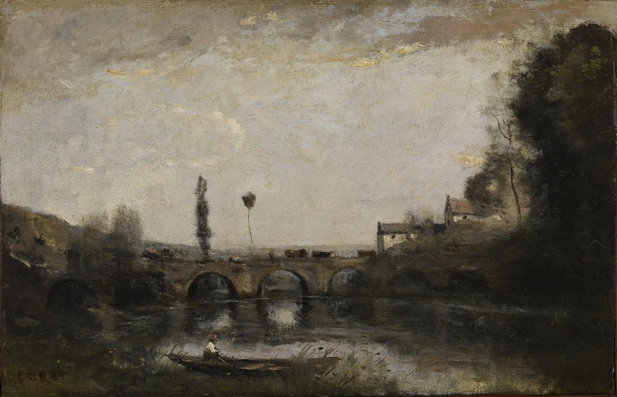 Landscape with Bridge by Jean-Baptiste-Camille Corot