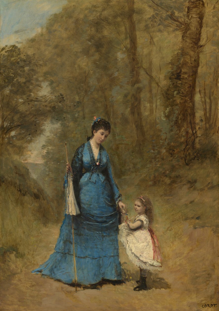 Madame Stumpf and Her Daughter by Jean-Baptiste-Camille Corot