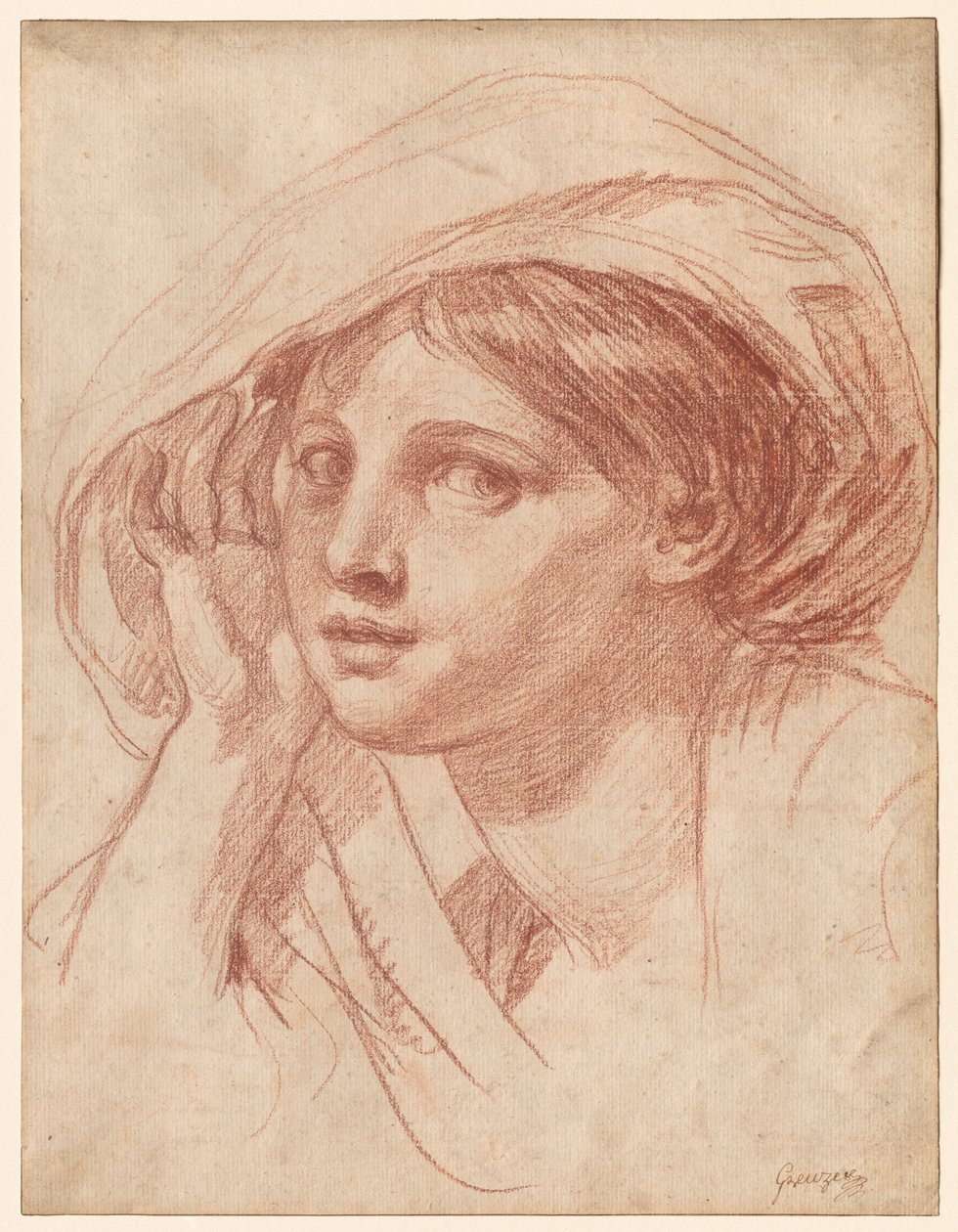 Head of a Young Woman by Jean-Baptiste Greuze