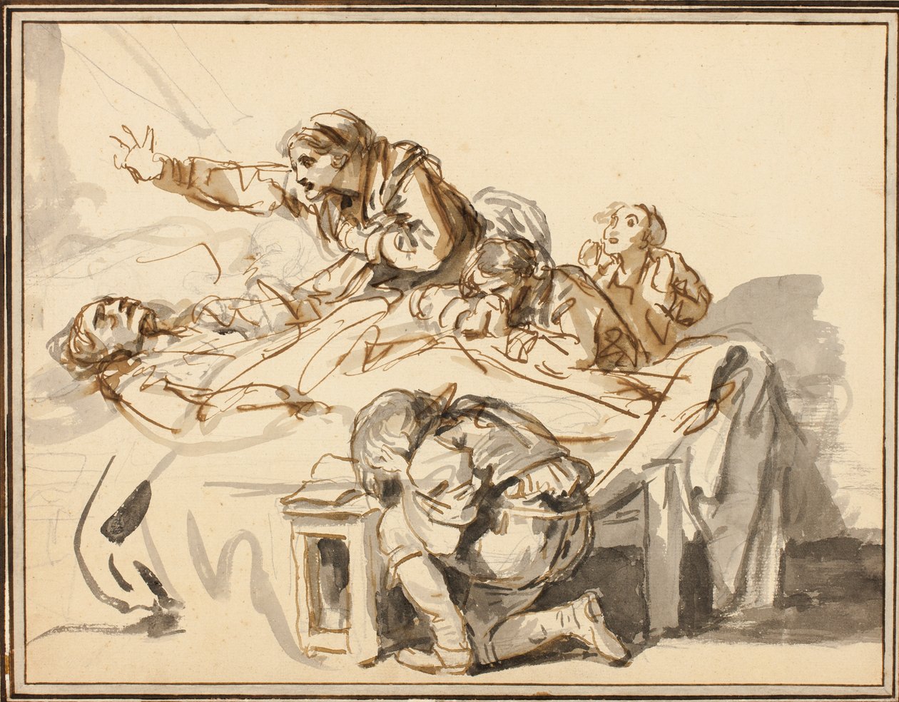 Women and Children Mourning a Dead Man by Jean-Baptiste Greuze