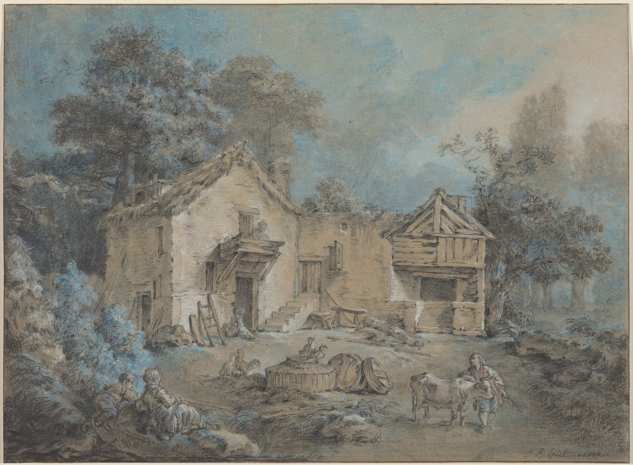 Farm Scene by Jean-Baptiste Huet