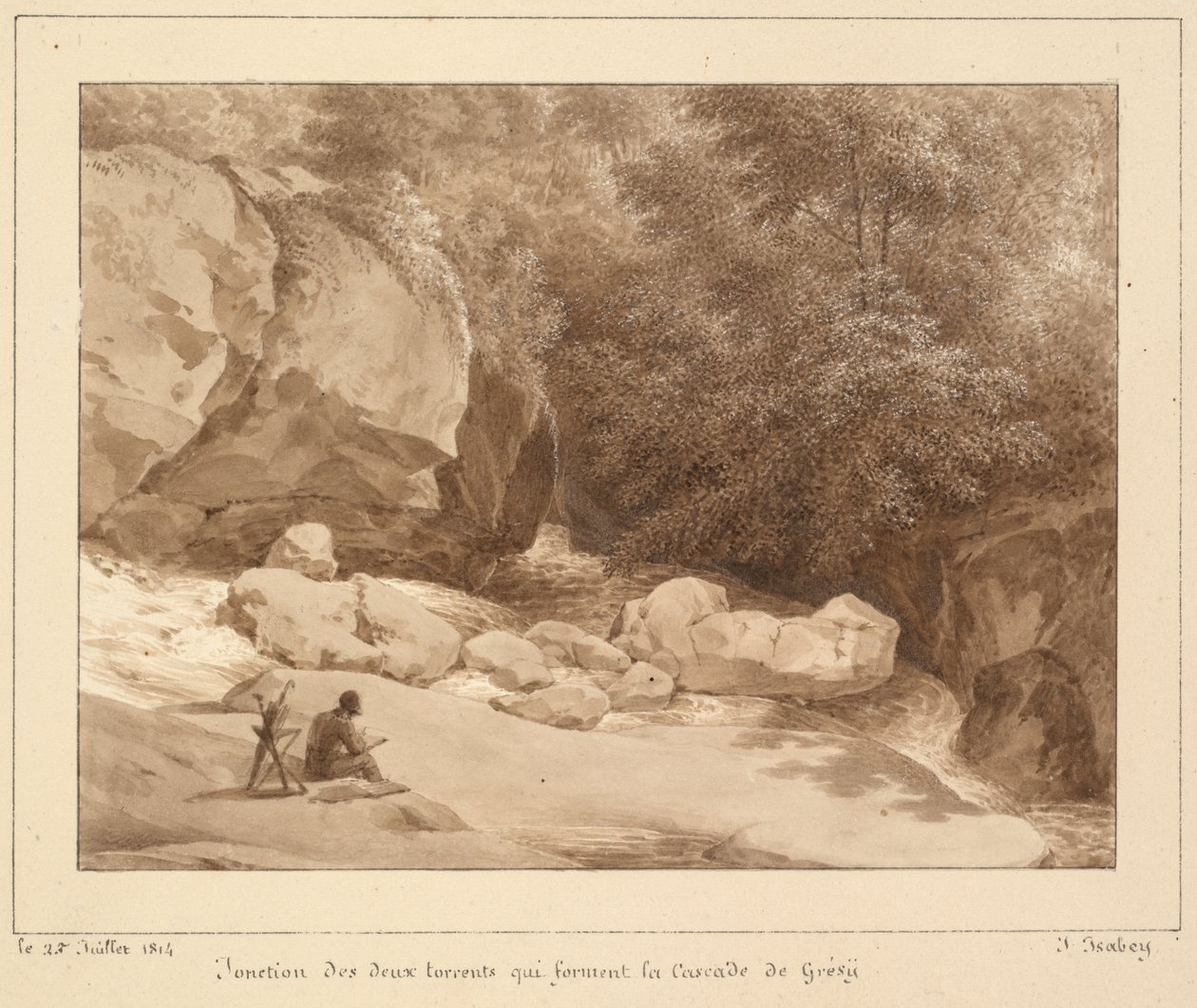 Junction of the Two Torrents Forming the Cascade of Grésy by Jean-Baptiste Isabey