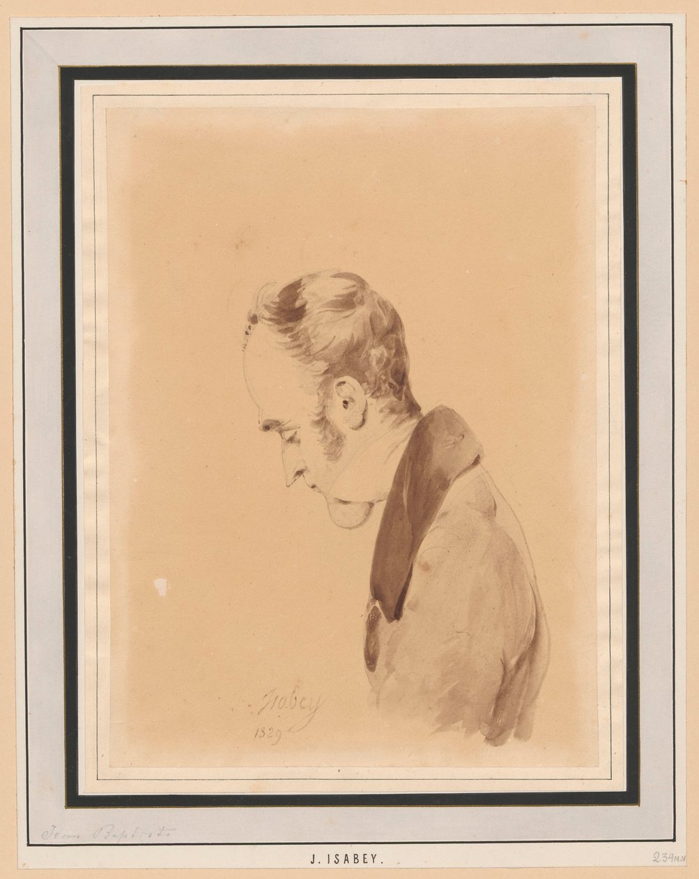 Half-Figure Portrait of a Man in Profile to the Right - Self-Portrait of the Artist in Old Age by Jean-Baptiste Isabey