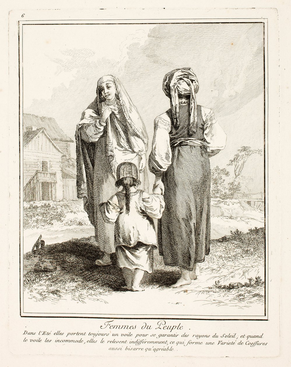 Women of the People, Plate Six from Divers Habillements des Peuples du Nord by Jean-Baptiste Le Prince
