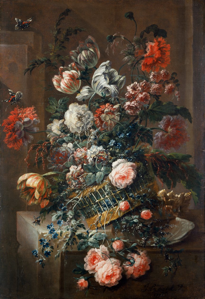 Flower Piece with Variegated Tulips by Jean-Baptiste Morel