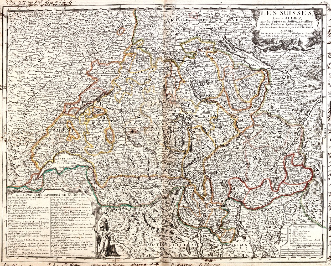 France (Region: Lorraine, Alsace, Franche-Comté, Rhône-Alpes), Switzerland, Germany (State: Baden-Württemberg, Bavaria), Liechtenstein, Austria (State: Voralberg), Italy (Region: Lombardy, Piedmont, Aosta Valley) by Jean-Baptiste Nolin