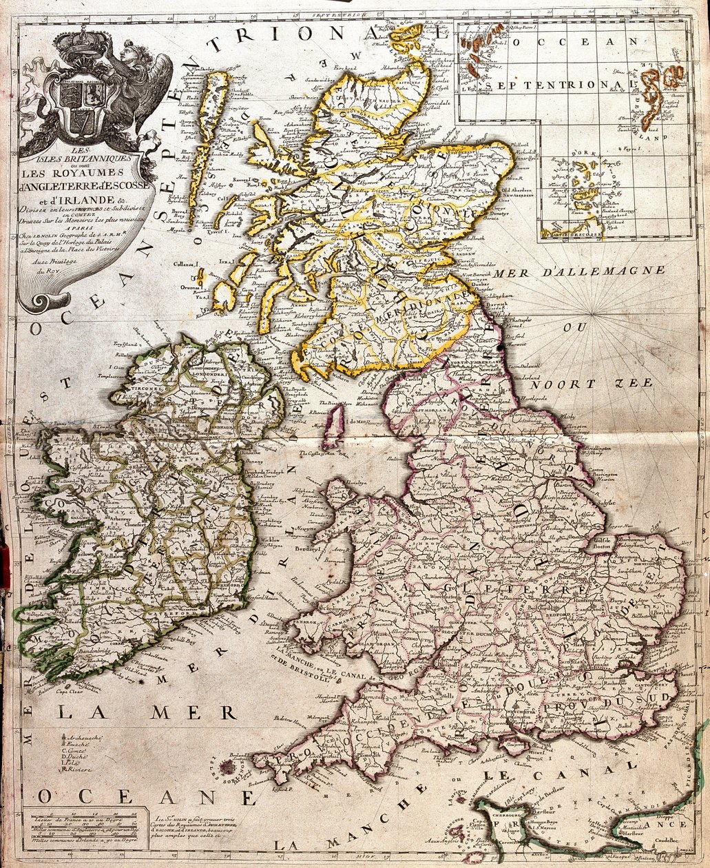 Map of the kingdoms of England, Scotland and Ireland by Jean Baptiste Nolin
