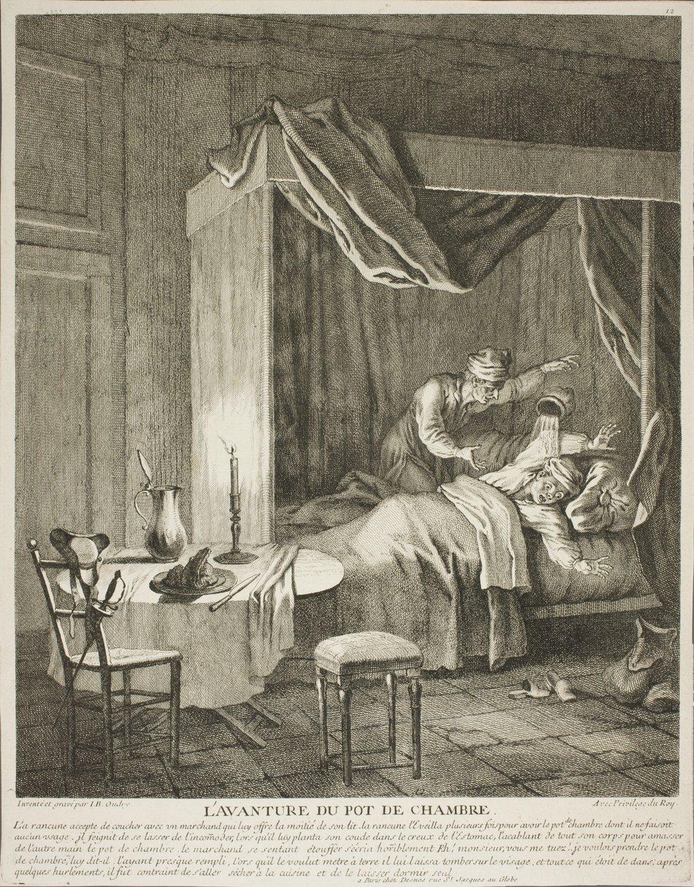 The Adventure of the Chamber Pot, plate four from Scenes of the Comic Novel by Jean-Baptiste Oudry