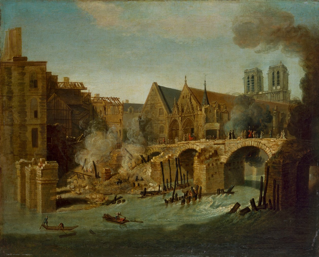 The Petit Pont After the Fire of 1718 by Jean-Baptiste Oudry
