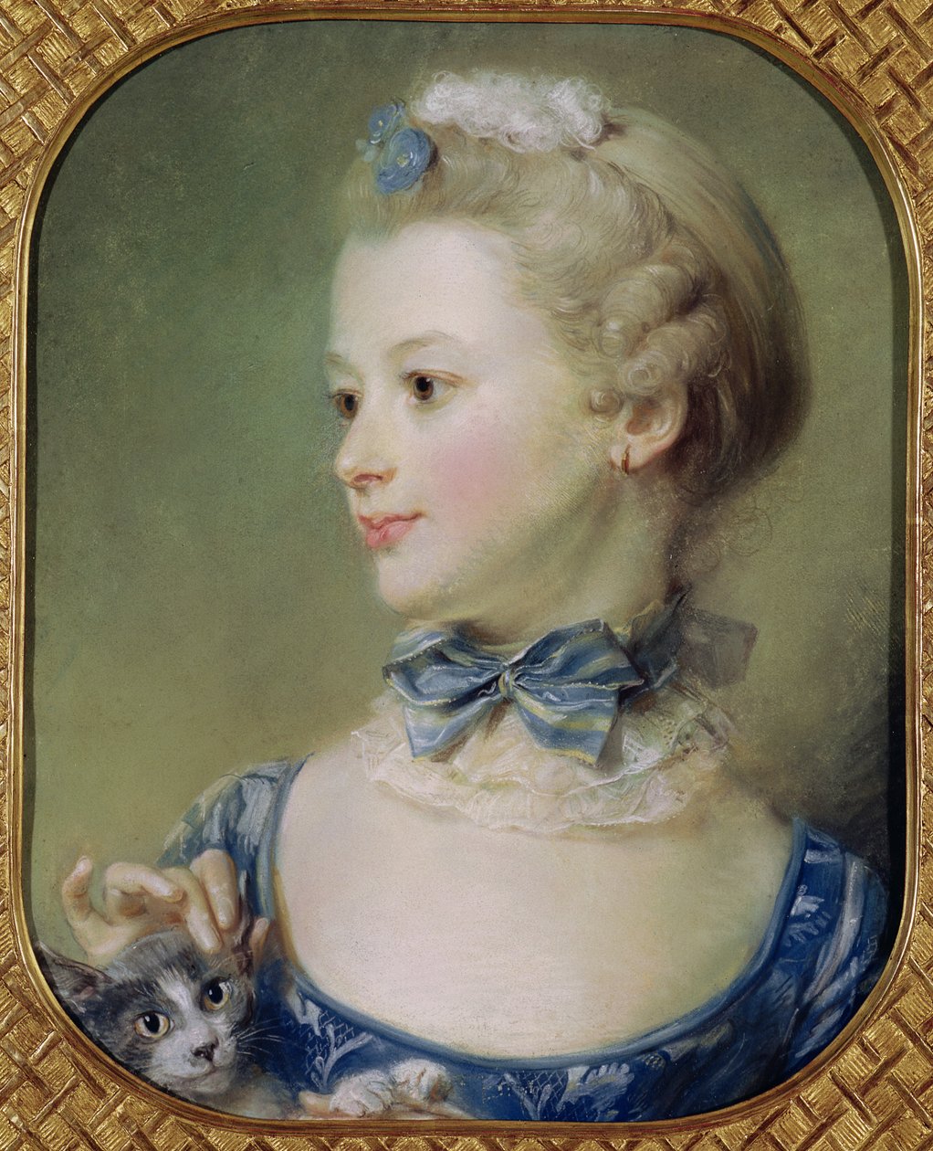 Young Girl with a Cat by Jean Baptiste Perronneau