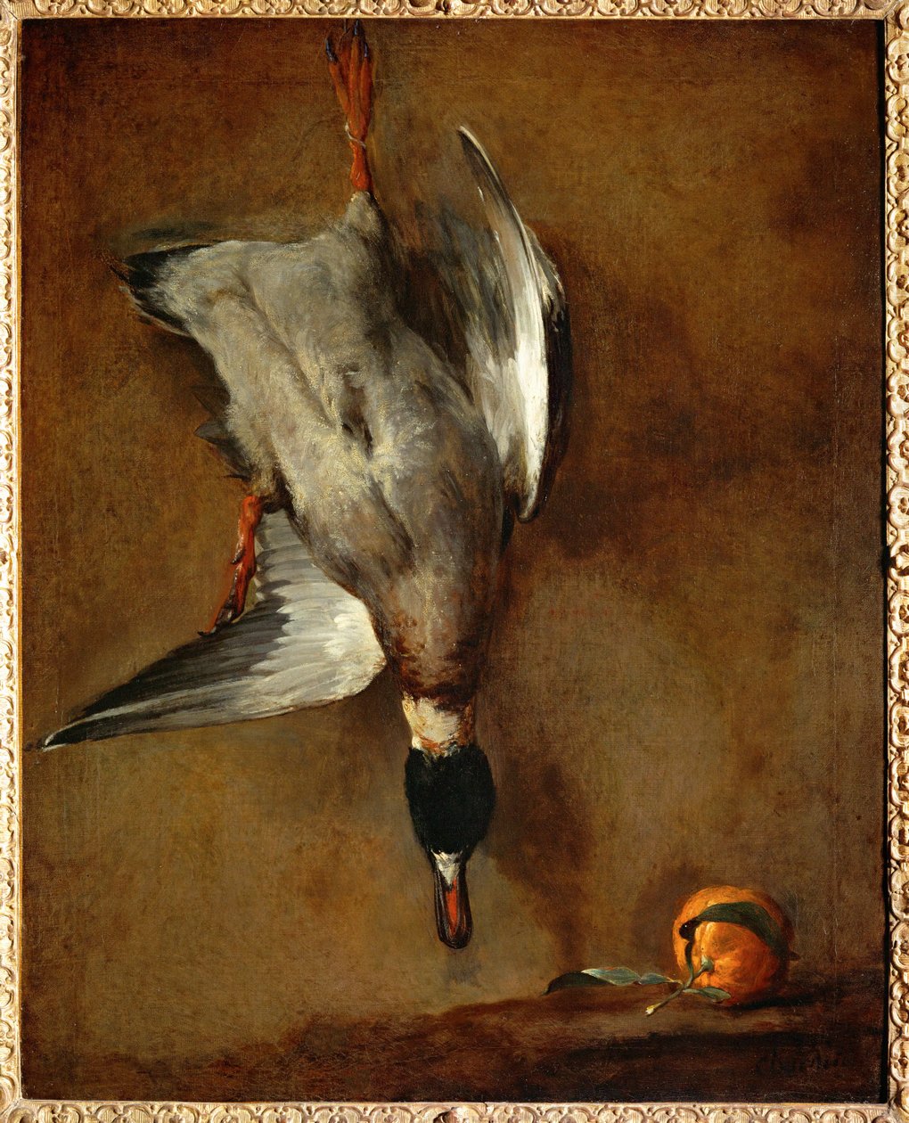 Duck, Hung on a Wall, and Bitter Orange by Jean-Baptiste Simeon Chardin