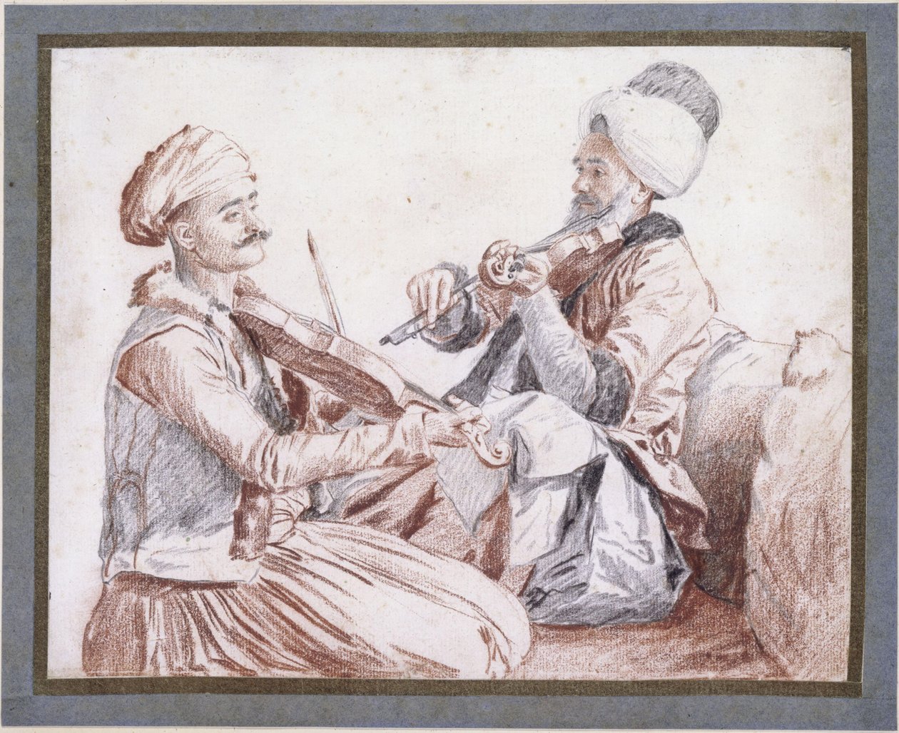 Two Turkish Musicians with Violins by Jean-Étienne Liotard