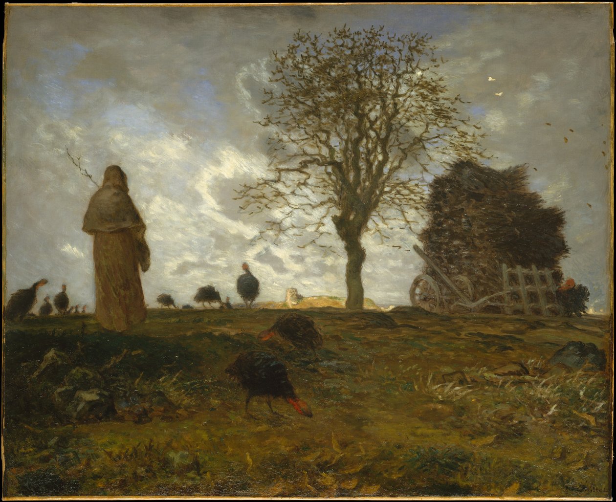 Autumn Landscape with a Flock of Turkeys by Jean-Francois Millet