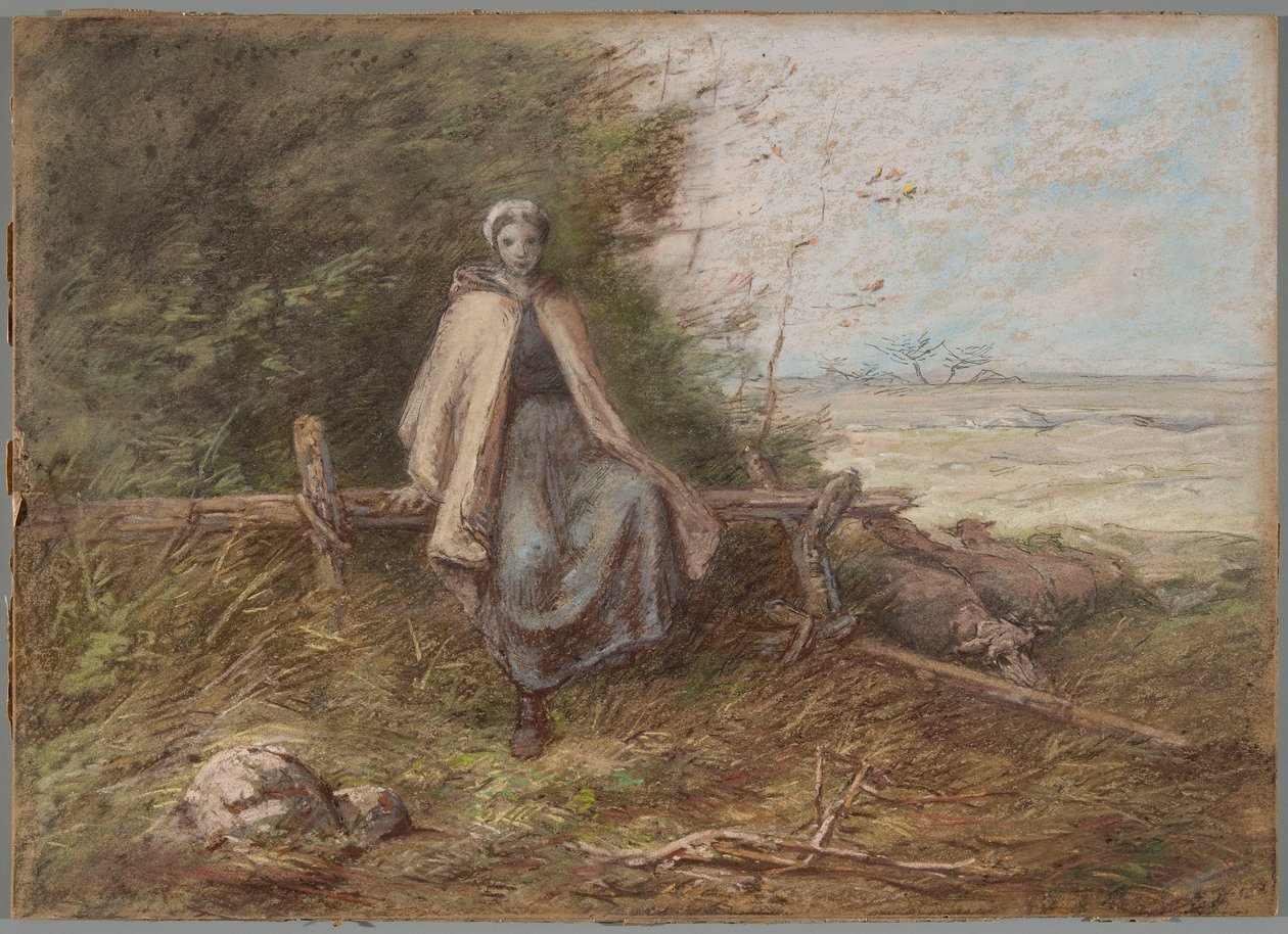 Shepherdess by Jean-Francois Millet