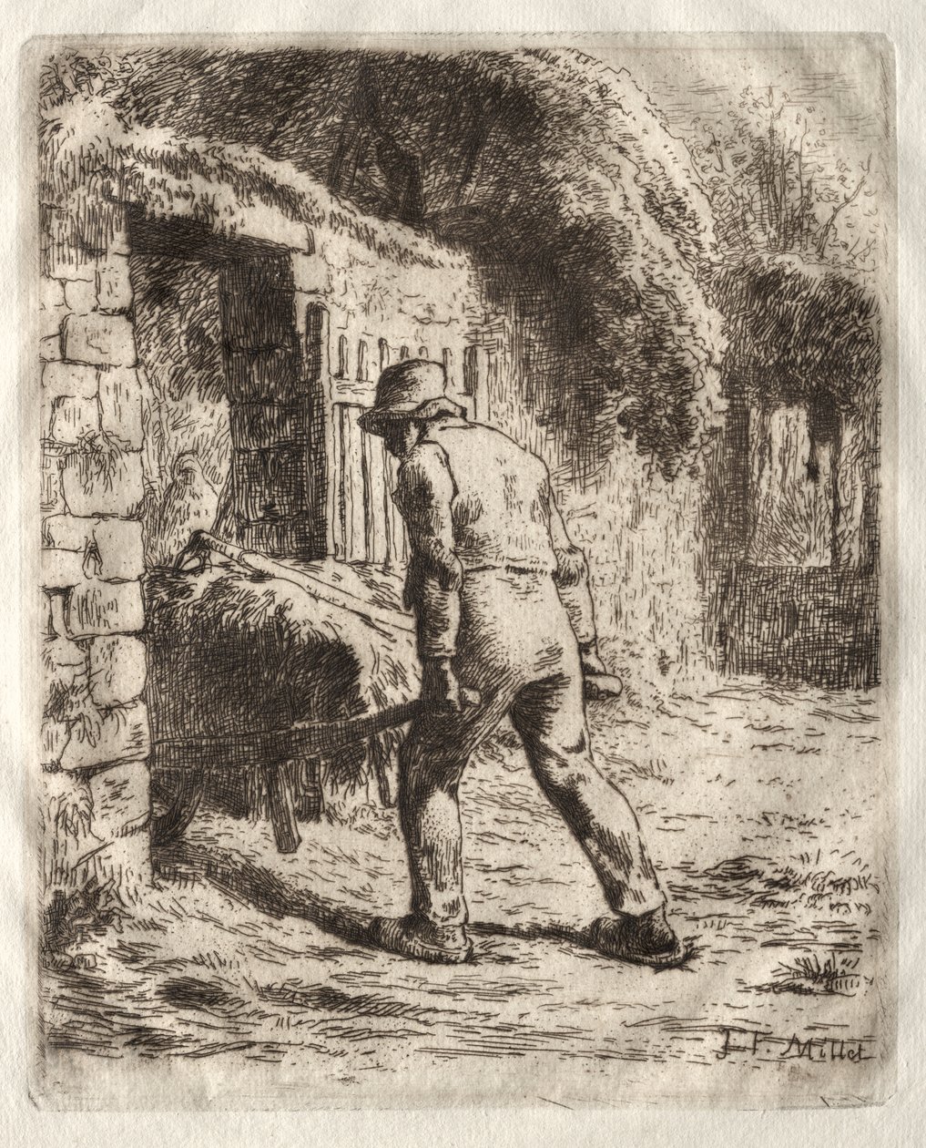Peasant with a Wheelbarrow by Jean-Francois Millet
