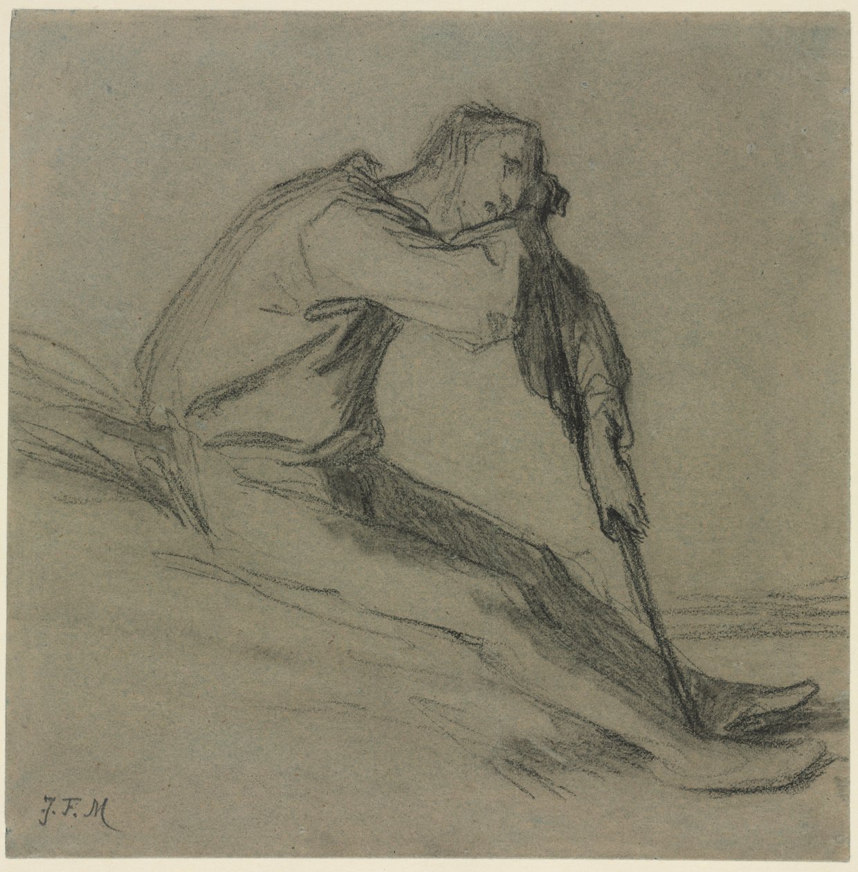 Seated Peasant Resting on a Hoe by Jean-Francois Millet
