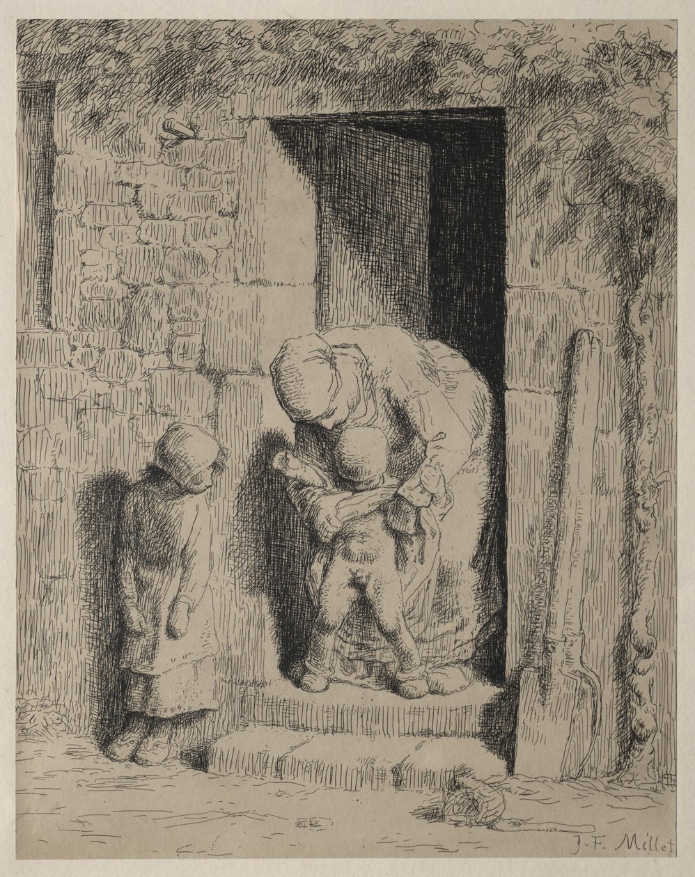 The Maternal Precaution by Jean-Francois Millet