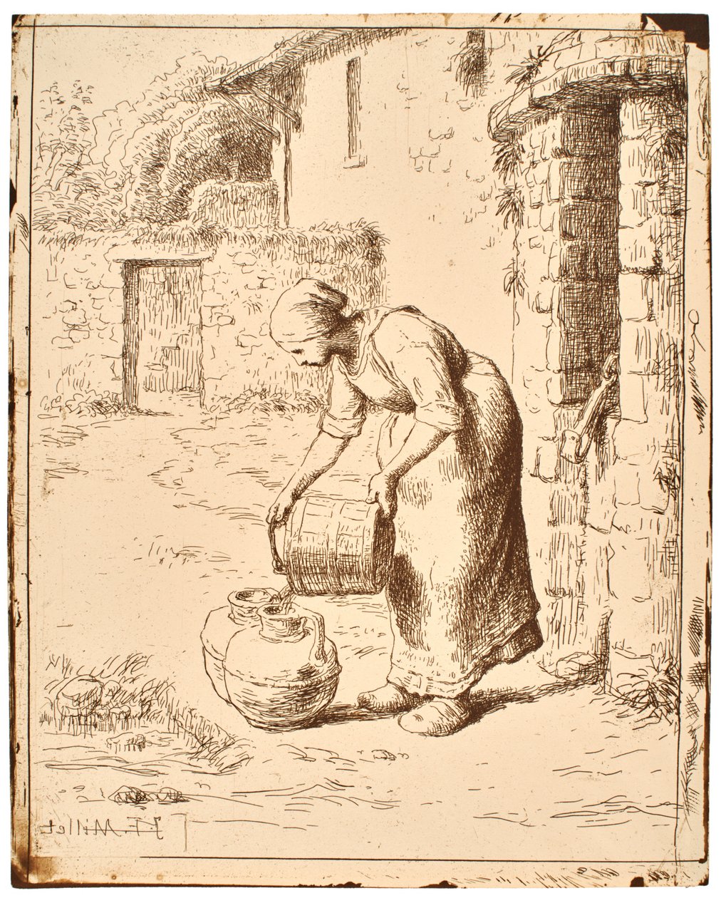Woman Emptying a Bucket by Jean-Francois Millet