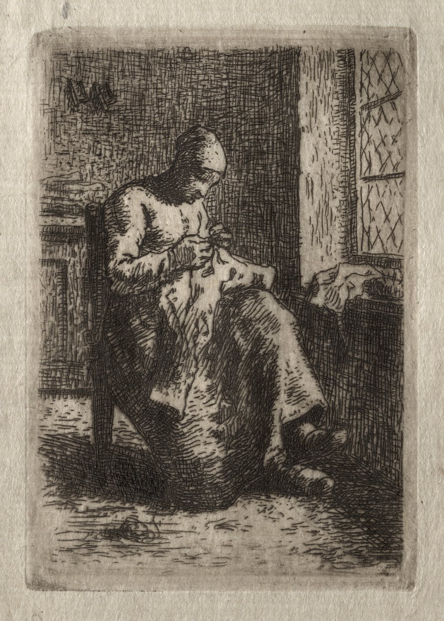 Woman Sewing by Jean-Francois Millet