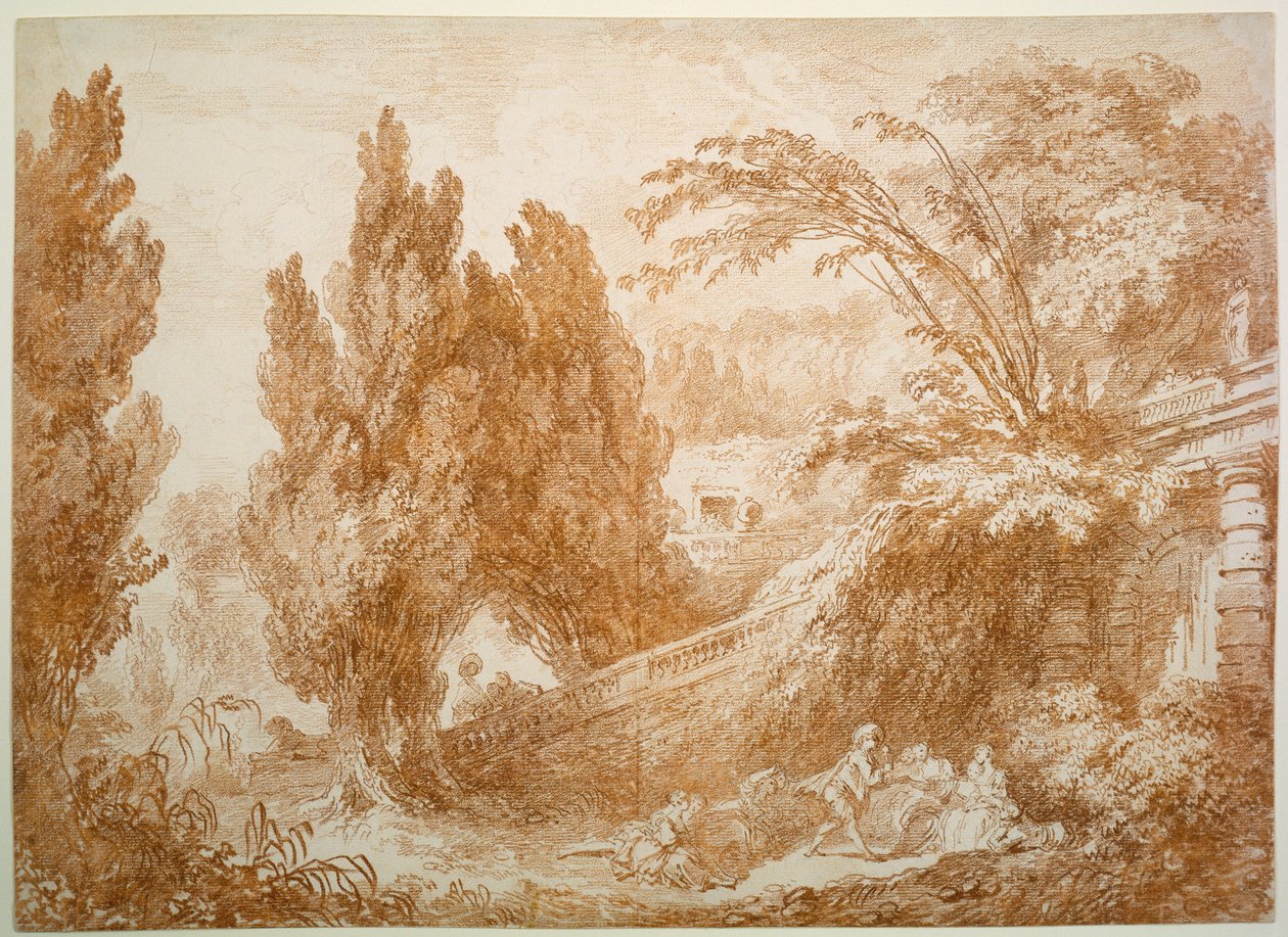 Park Landscape with Cheerful Company by Jean-Honore Fragonard