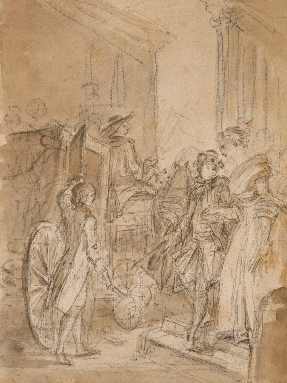 The Departure by Coach by Jean-Honore Fragonard