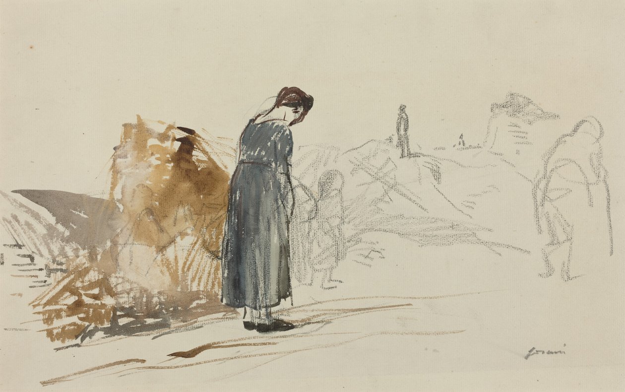 a) The Germans Have Left (recto); b) Sketch of a Man (verso) by Jean-Louis Forain