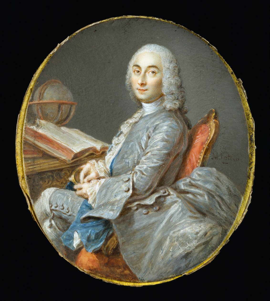 Miniature Portrait of César François Cassini de Thury by Jean-Marc Nattier