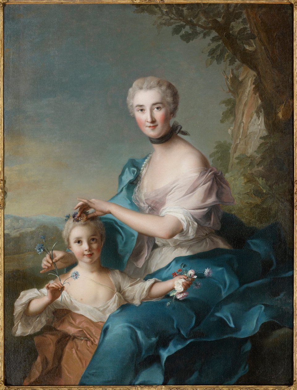 Portrait of Madame Crozat de Thiers and Her Daughter by Jean-Marc Nattier
