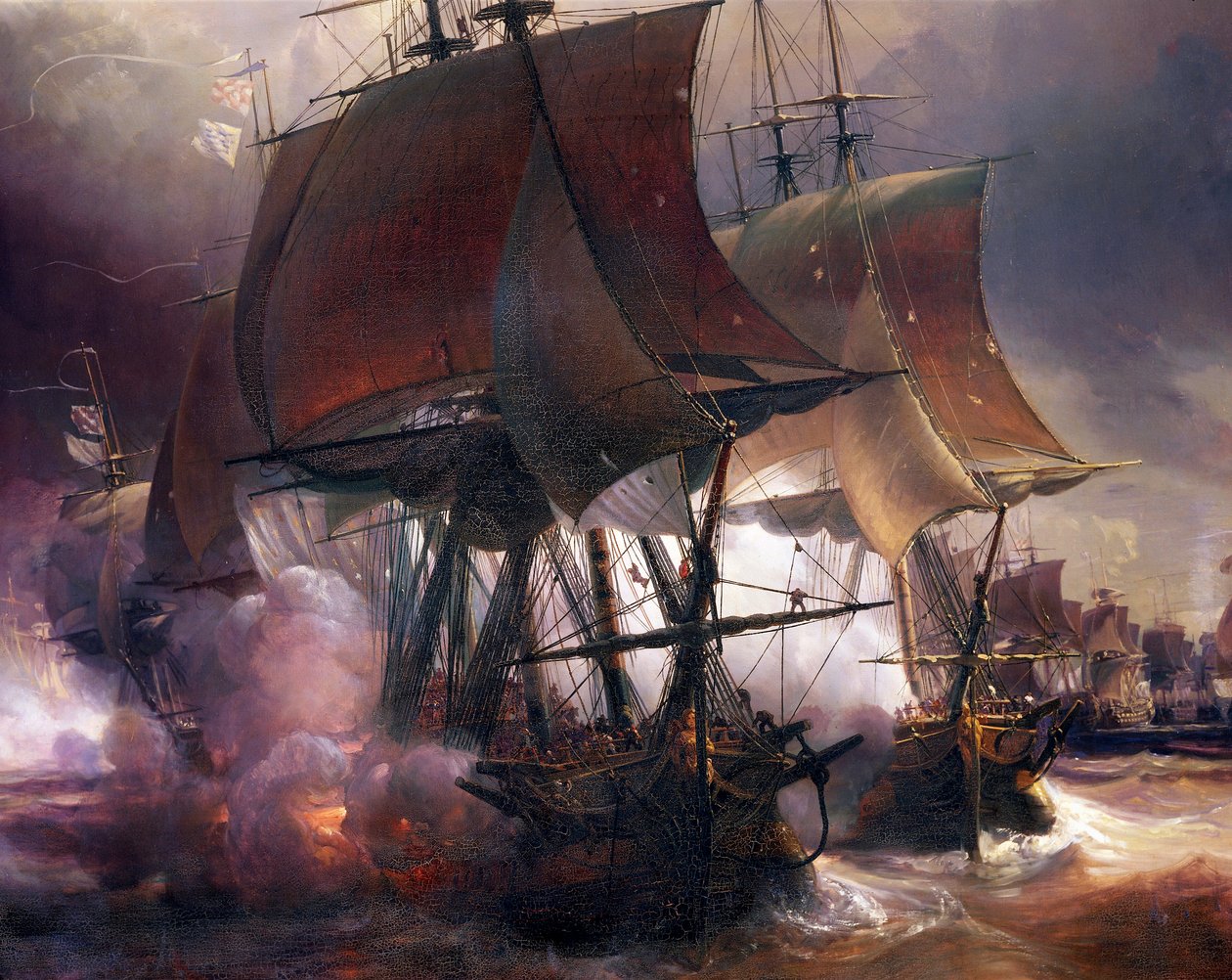 Naval Battle of Ushant between French and British fleets, July 27 by Jean Antoine Theodore Gudin
