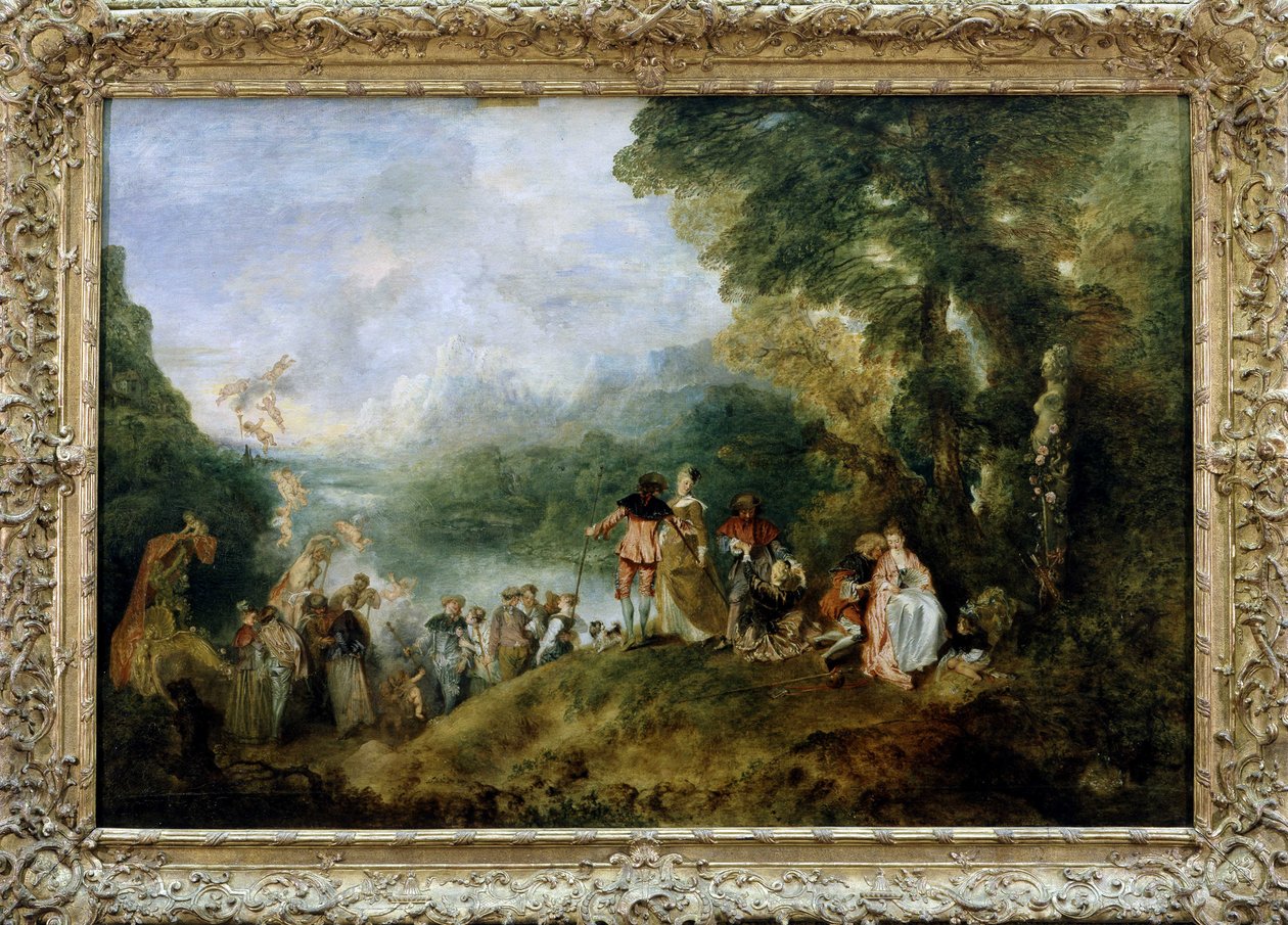 Boarding for Kythera or Pilgrimage to the island of Kythera by Antoine Watteau by Jean-Antoine Watteau