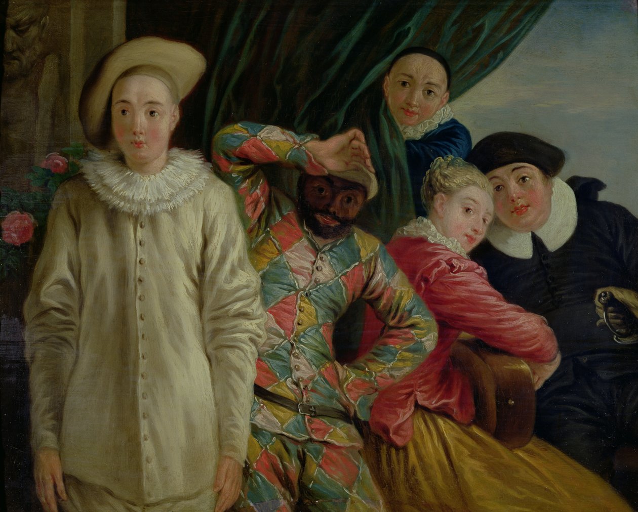 Harlequin, Pierrot and Scapin by Jean Antoine Watteau