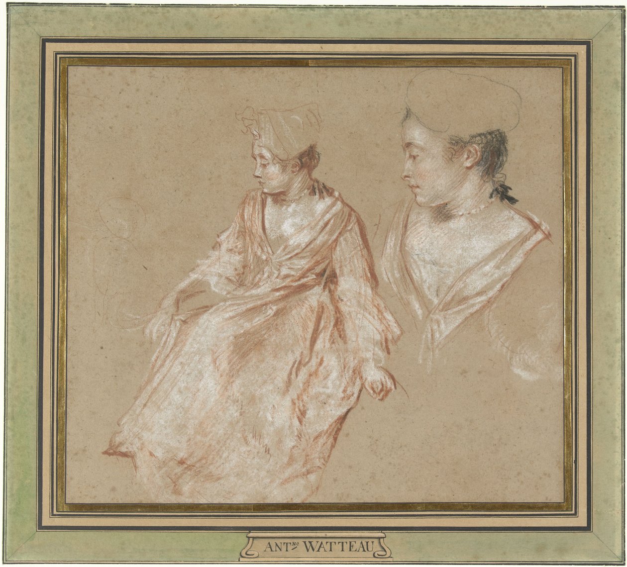 Studies of a Seated Woman and a Detail of Her Head and Shoulders by Jean-Antoine Watteau