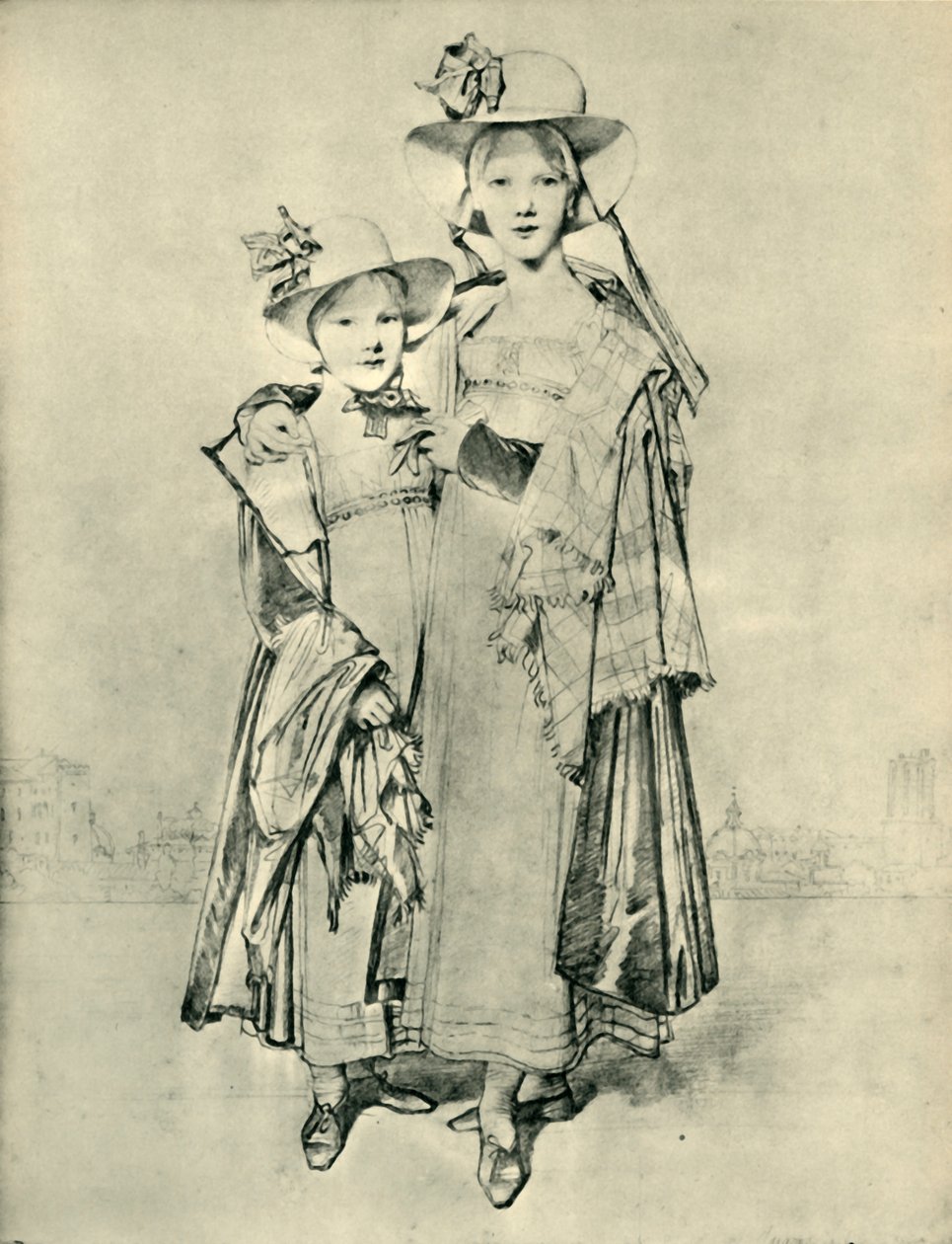 Harriet and Caroline Montagu, Rome, 1815, 1943 by Jean Auguste Dominique Ingres
