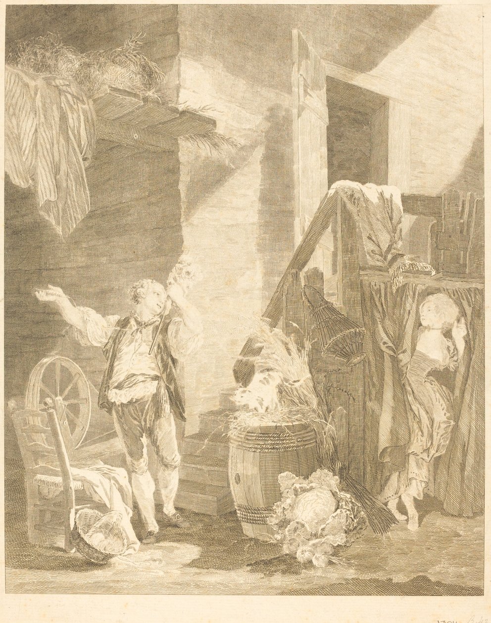 Rose and Colas by Jean Baptiste Blaise Simonet after Pierre Antoine Baudouin
