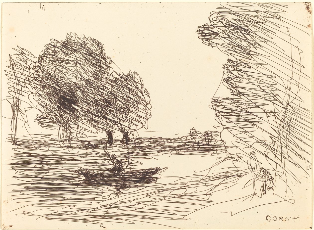 Boatman by Jean Baptiste Camille Corot: Buy fine art print
